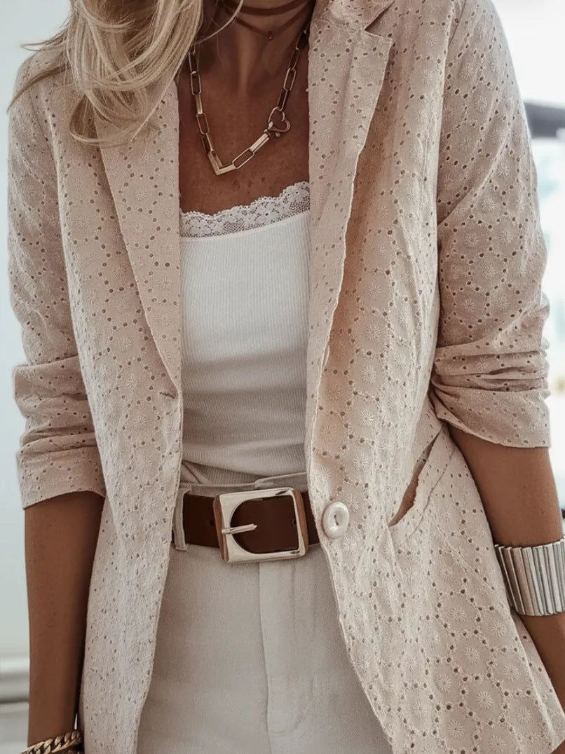 Womens Stylish Casual Solid-color Long-sleeve Jacket