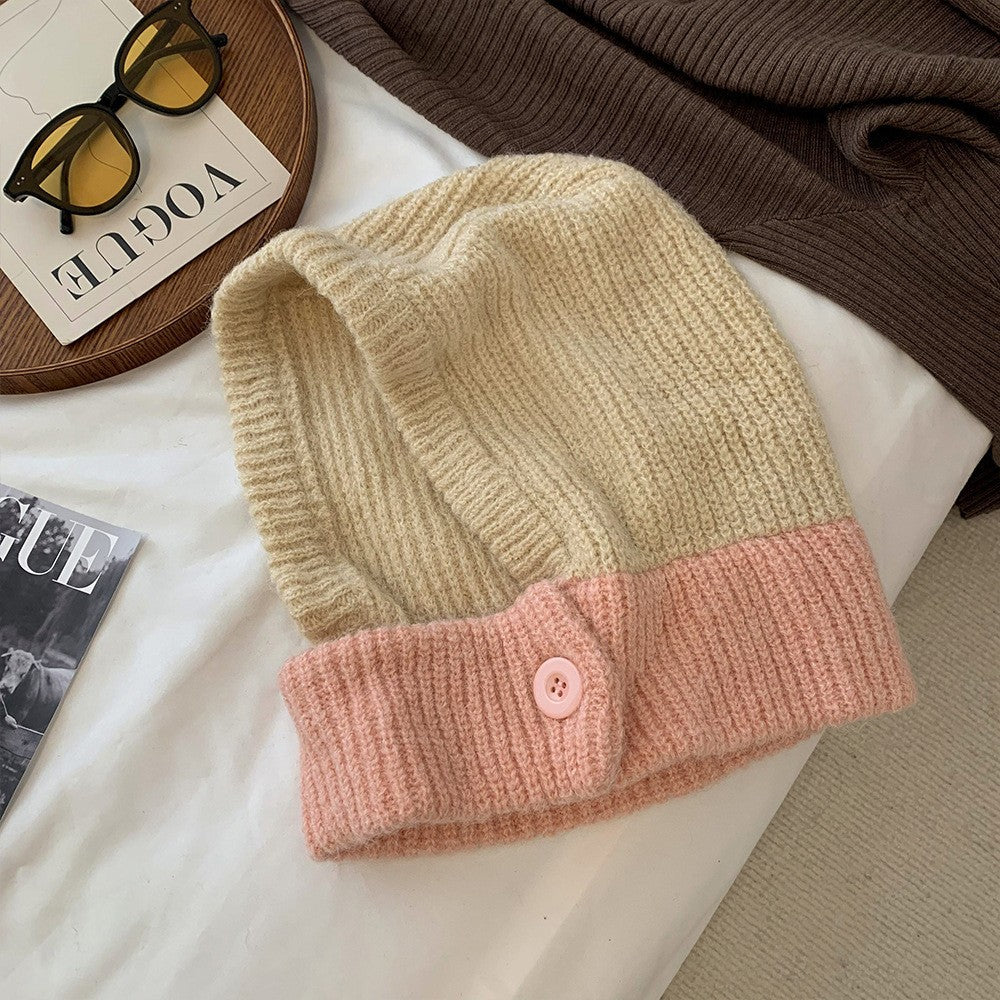 Autumn And Winter Warm Scarf Integrated Ear Protection Knitting Cold-proof Woolen Cap