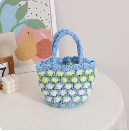 Tulip Flower Hand Woven Wool Covered Crochet
