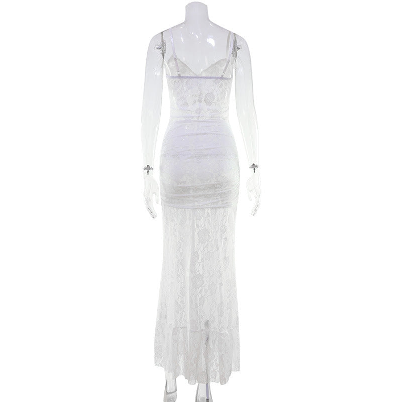 Slip Dress With A Slit And A Trailing Skirt Formal Gown