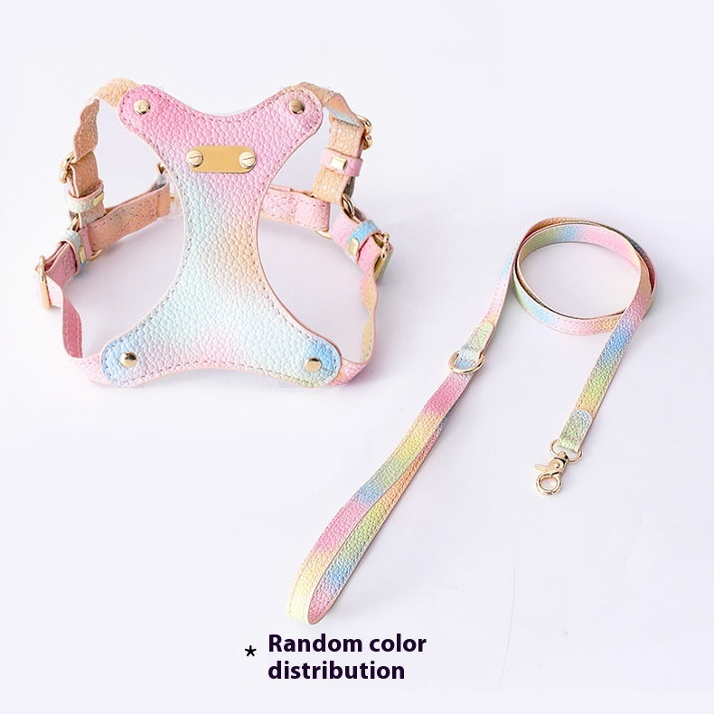 Colorful Leather Cat Strap Pulling Rope