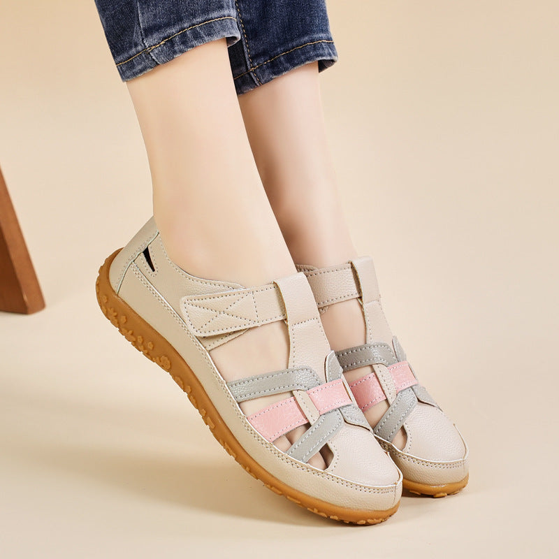 Handmade Retro Sandals Soft Bottom Mom Shoes Velcro