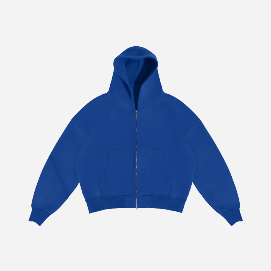 Autumn Winter Street Trendy Casual Solid Color Zipper Hoodie Men