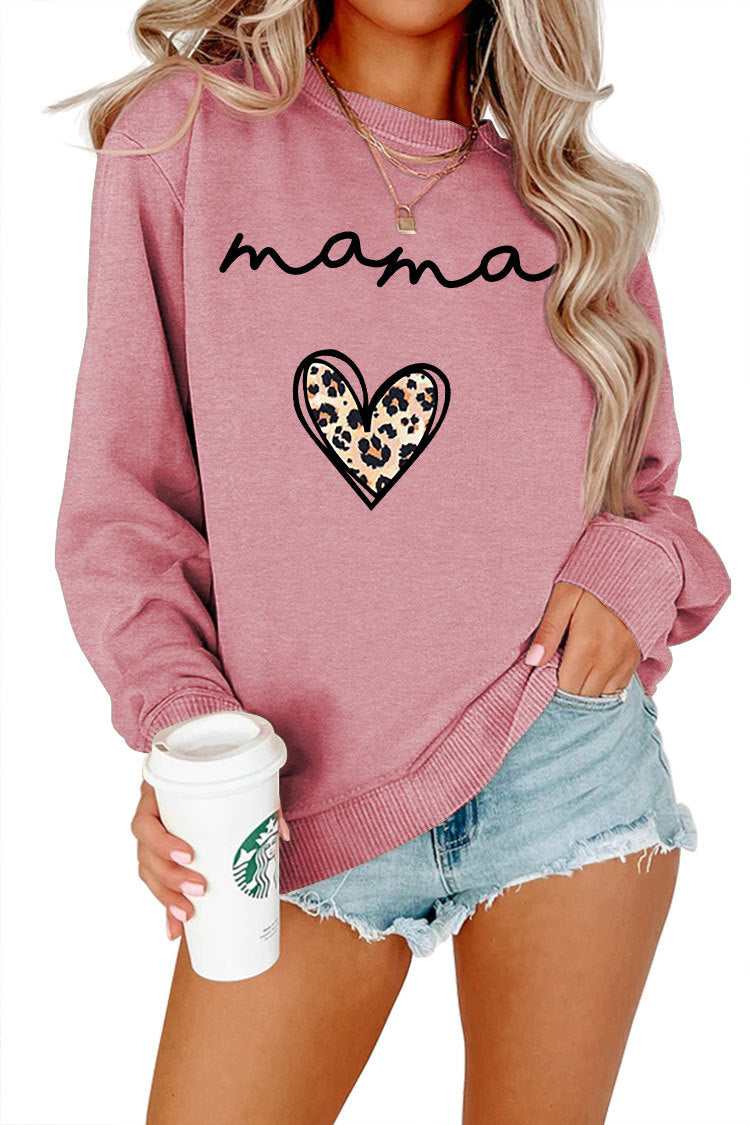 Leopard Print Heart Printing Plus Size Casual Simple Women's Long-sleeved Fleese