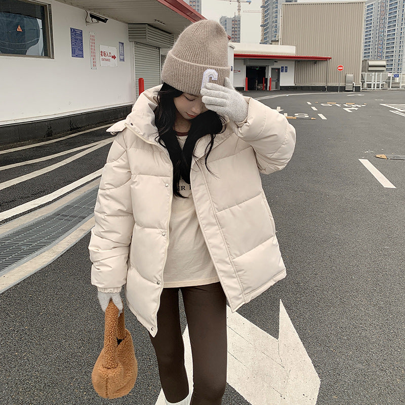 Short Cotton Jacket Women's Warm Hooded Windproof Cotton-padded Jacket