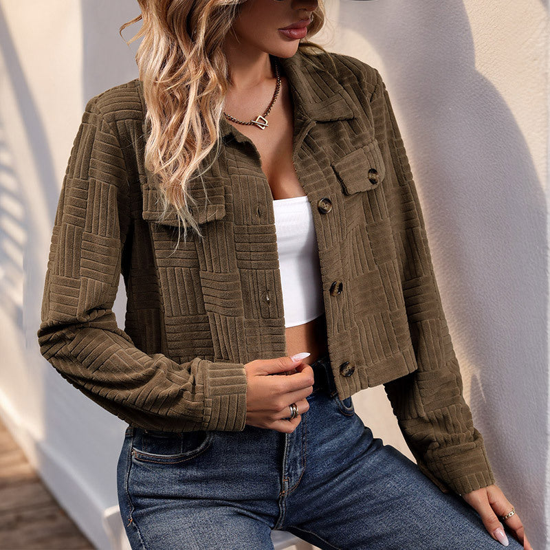 Retro Overalls Style Corduroy Solid Color European And American Khaki Coat