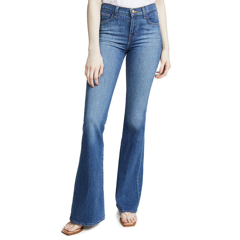 Store Flared Jeans til Kvinder Højtaljede Stretch Slim-fit Slankende Bukser med Slankende Effekt