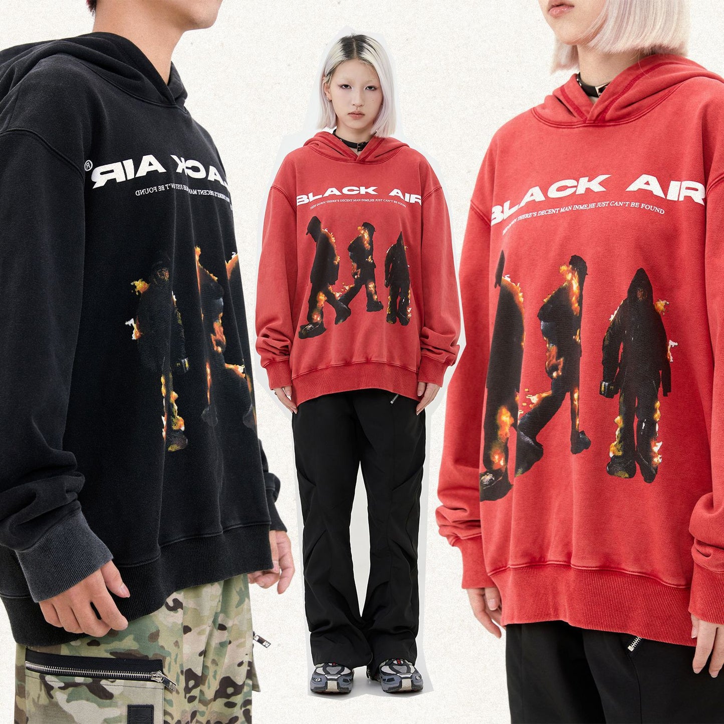 Casual Street Fashion Brand Men's Clothing Flame Sweater