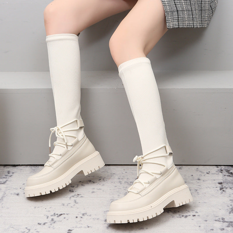 Women's Stretch Knit Socks High-tube Thick-soled High Boots