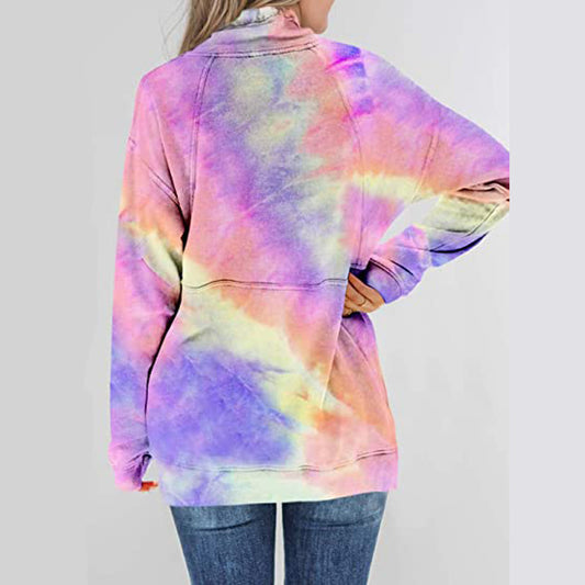 Langærmet revers tie-dye sweater forårstøj