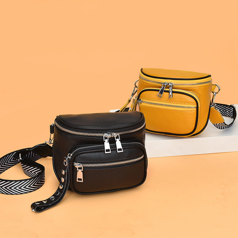 Black Crossbody Top Layer Leather Shoulder Bag