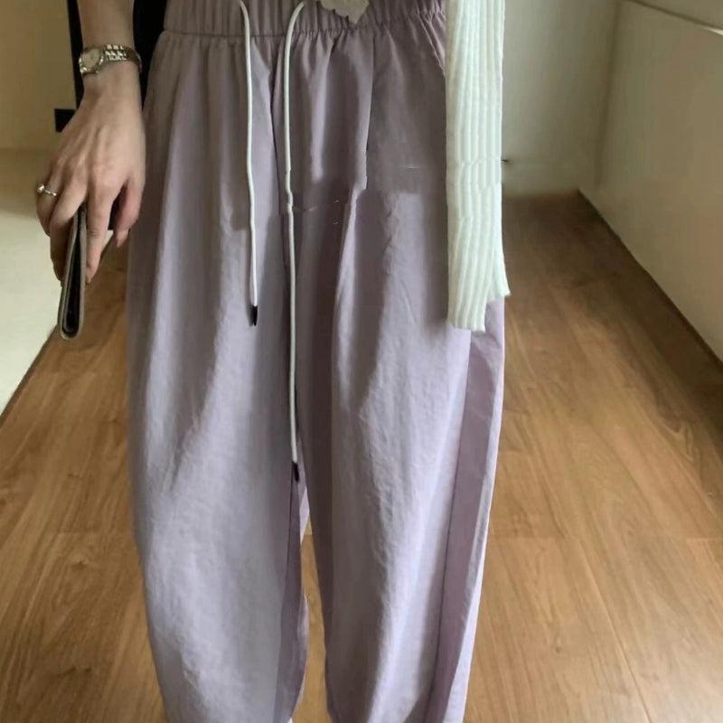 Summer High Waist Drawstring Loose Quick-dry Casual Matchet Pants