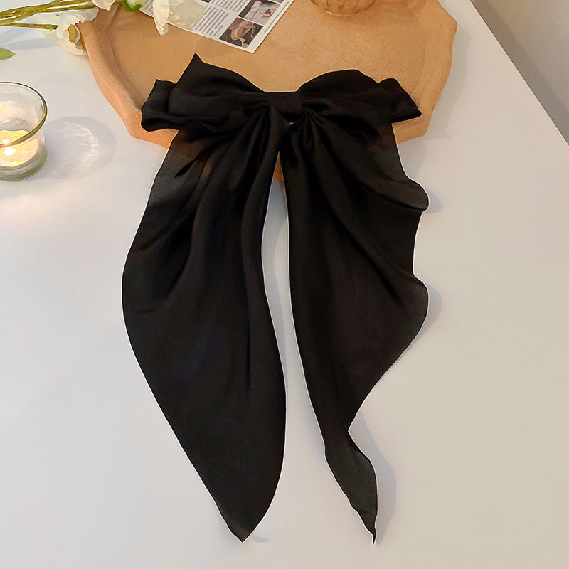 Red Bow Encrusted Tassel Hairpin Back Head Spring Top Clip