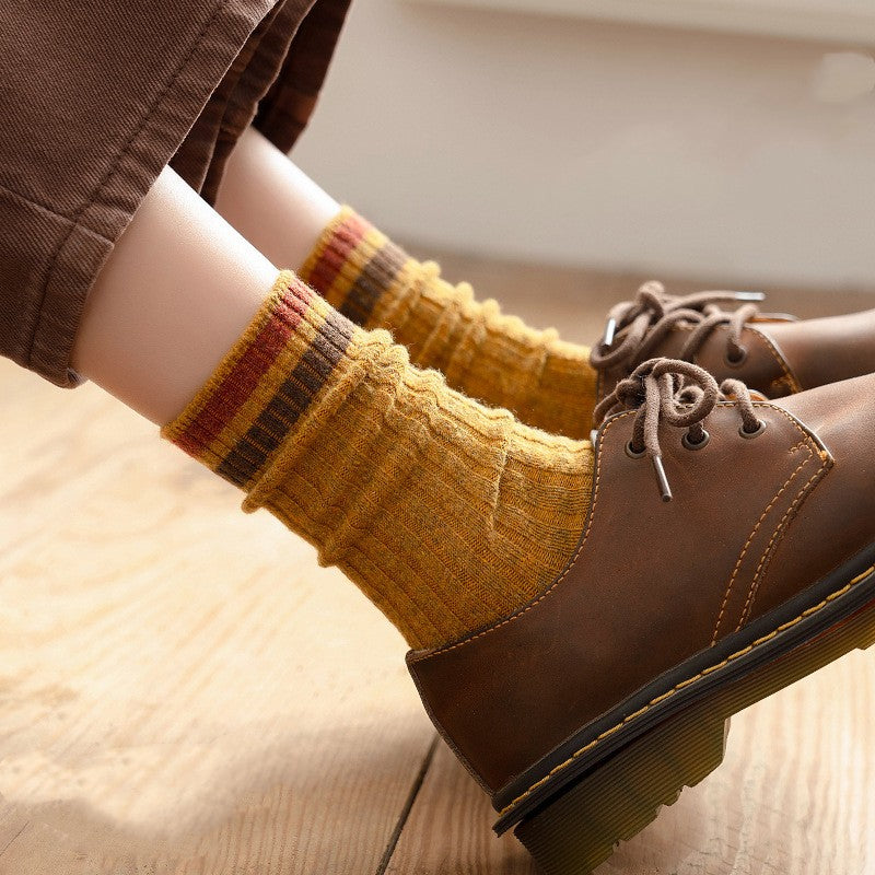 Women's Thickened Color Contrast Simple Wool Socks