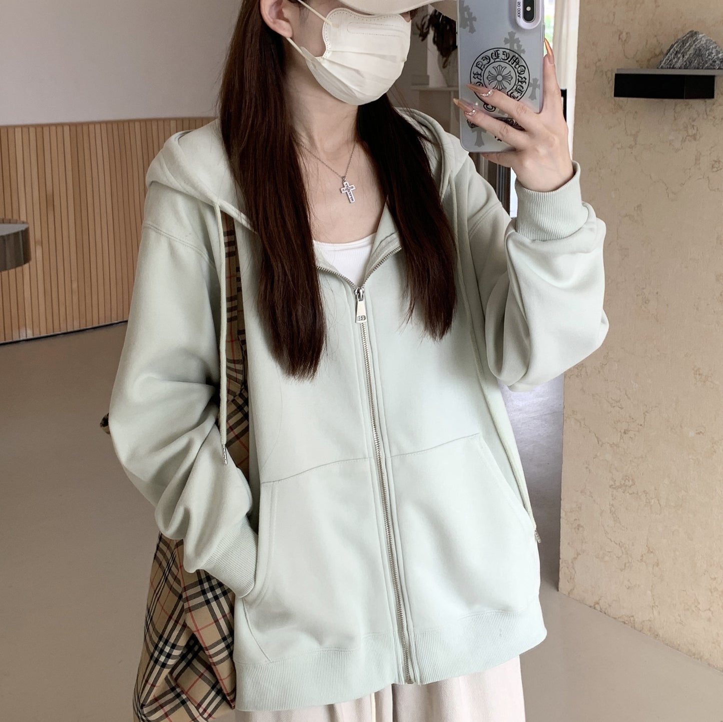 Hooded Loose All-matching Zipper Cardigan Sweater