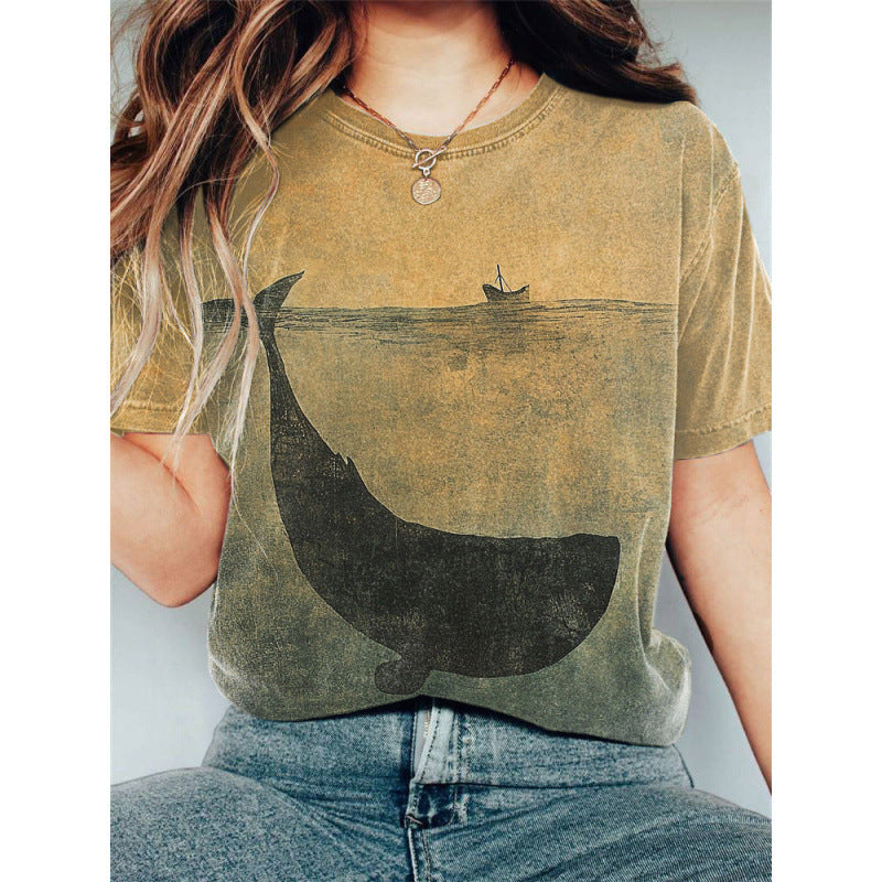 Women's T-shirt Crew Neck Short Sleeves Loose Fit 3D Print