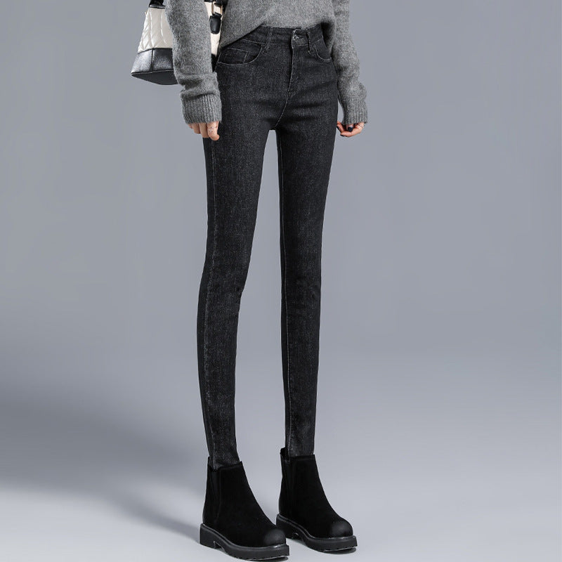Women's Tight-fitting High-waisted Denim Trousers
