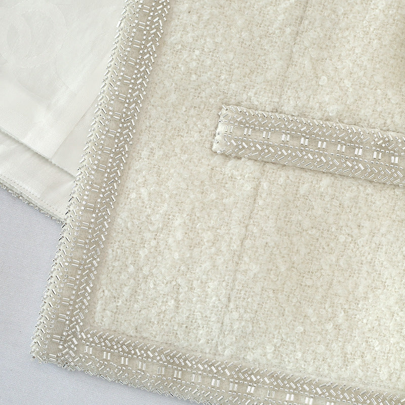 White Temperament Top Wool Extra Thick Short Coat