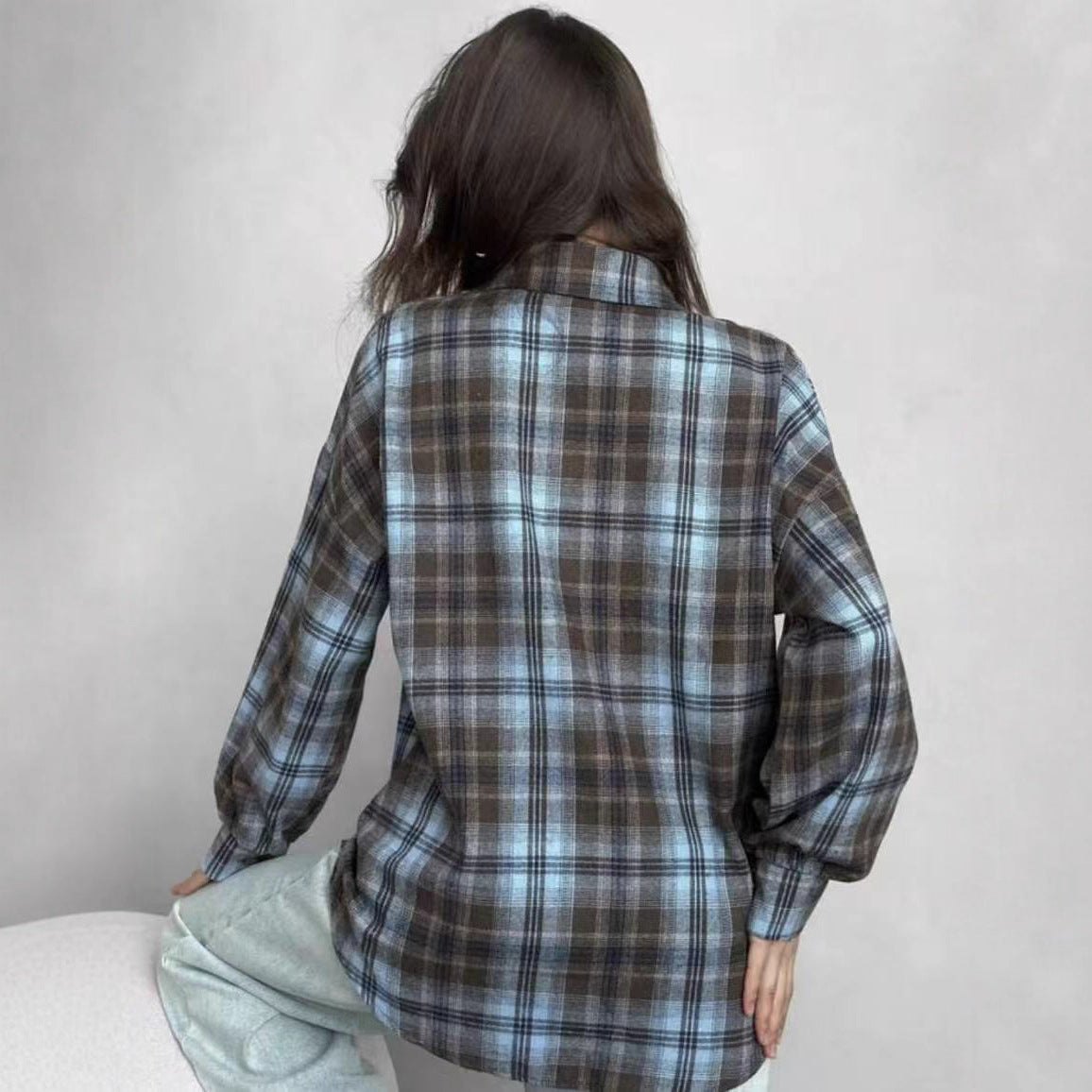 New Stylish Springfall Top Plaid Shirt Jacket