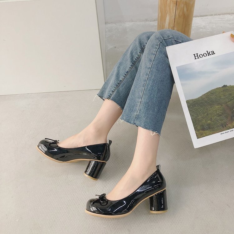 Women's Simple And Fashionable Shallow Bow High Heels