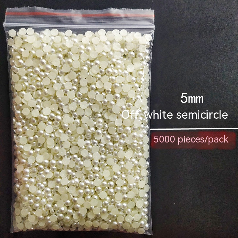 Manicure Flat Semicircle Pure White Rice White Pearl