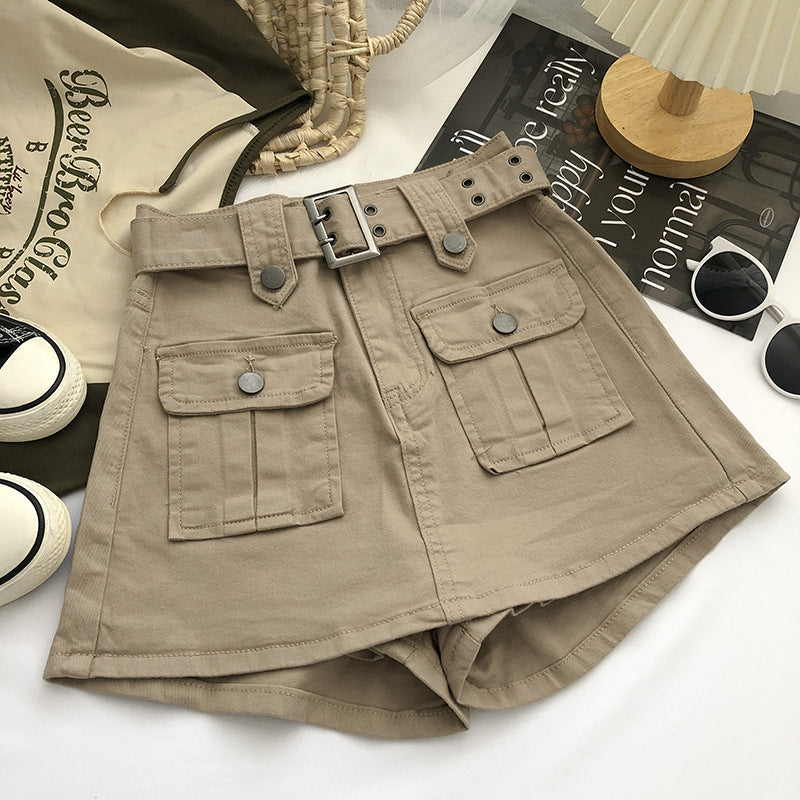 Women's Denim Skirt With Belt High Waist Design