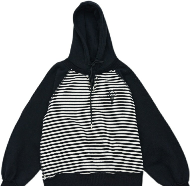 Løs Fleece Imitation Todelte Broderede Hættetrøje