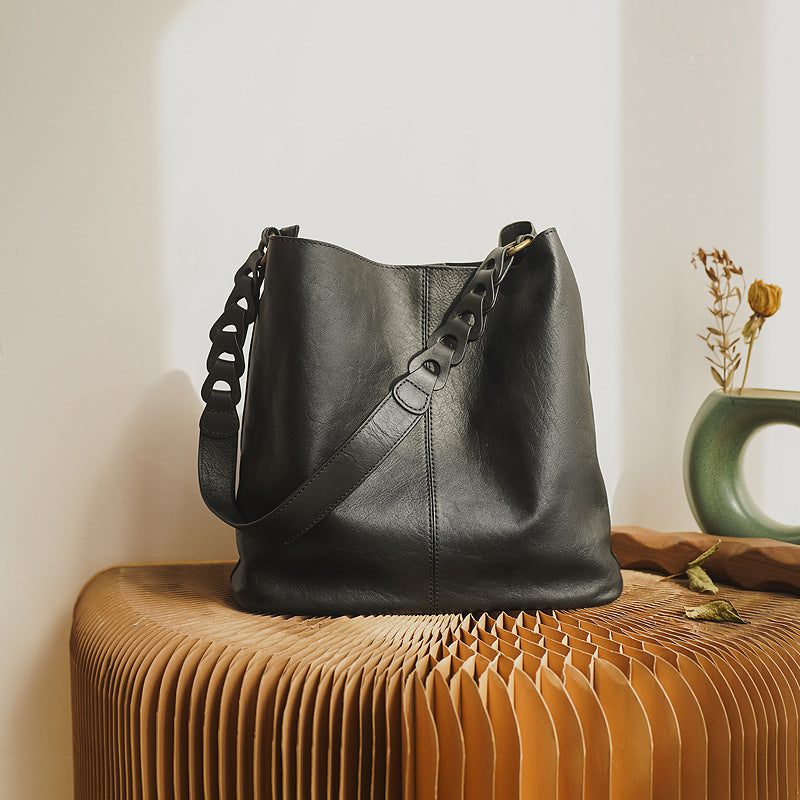 Leather Female Package Plant Tanned Cow Leather Large Capacity Handbag