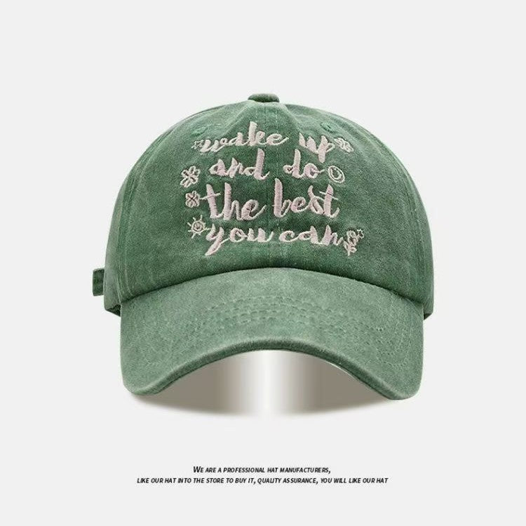 Face-looking Small Letters Soft Top Washed Sun-proof Baseball Cap For Men