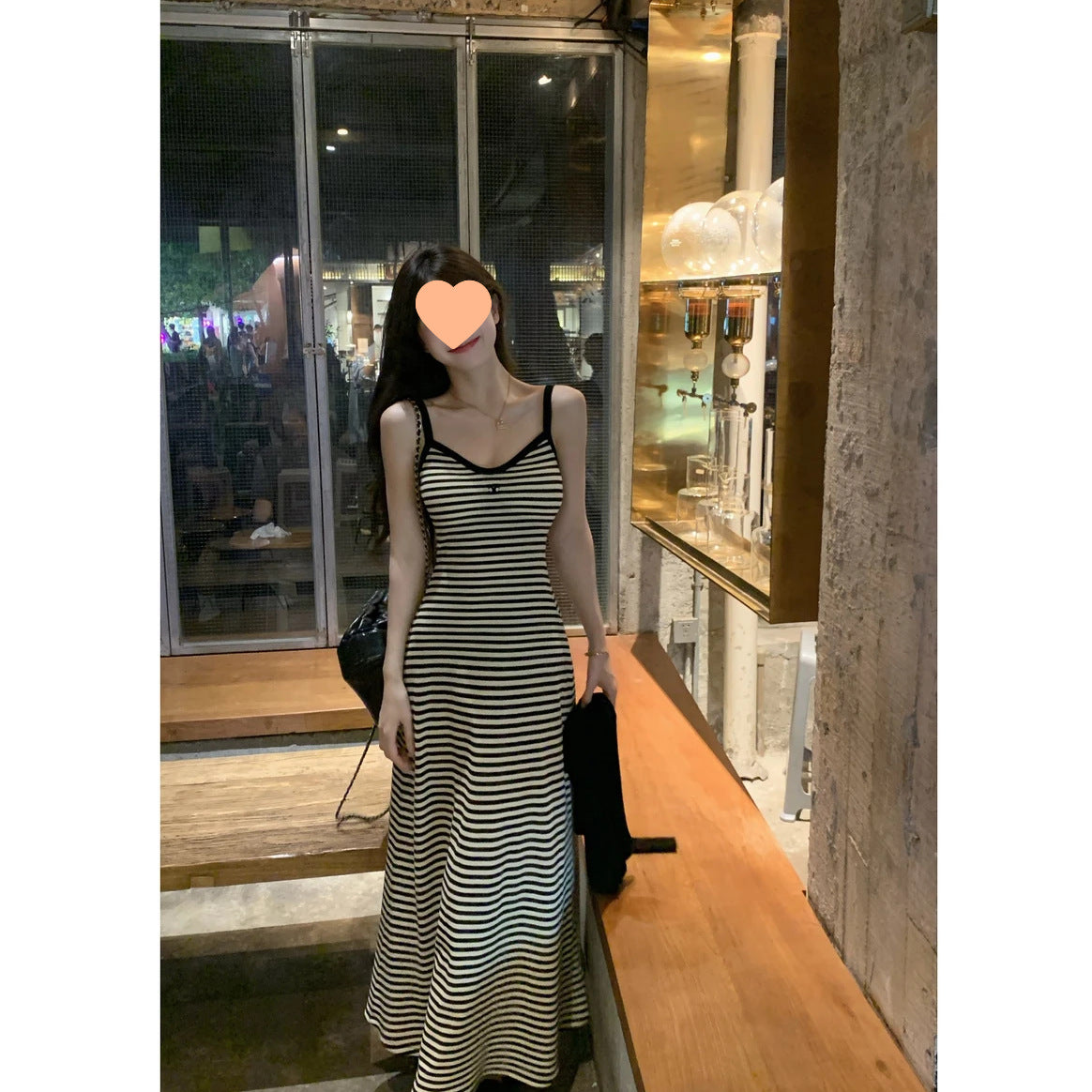 Fashionable Casual Striped Sheath Maxi Skirt Figure-flattering And Slimming