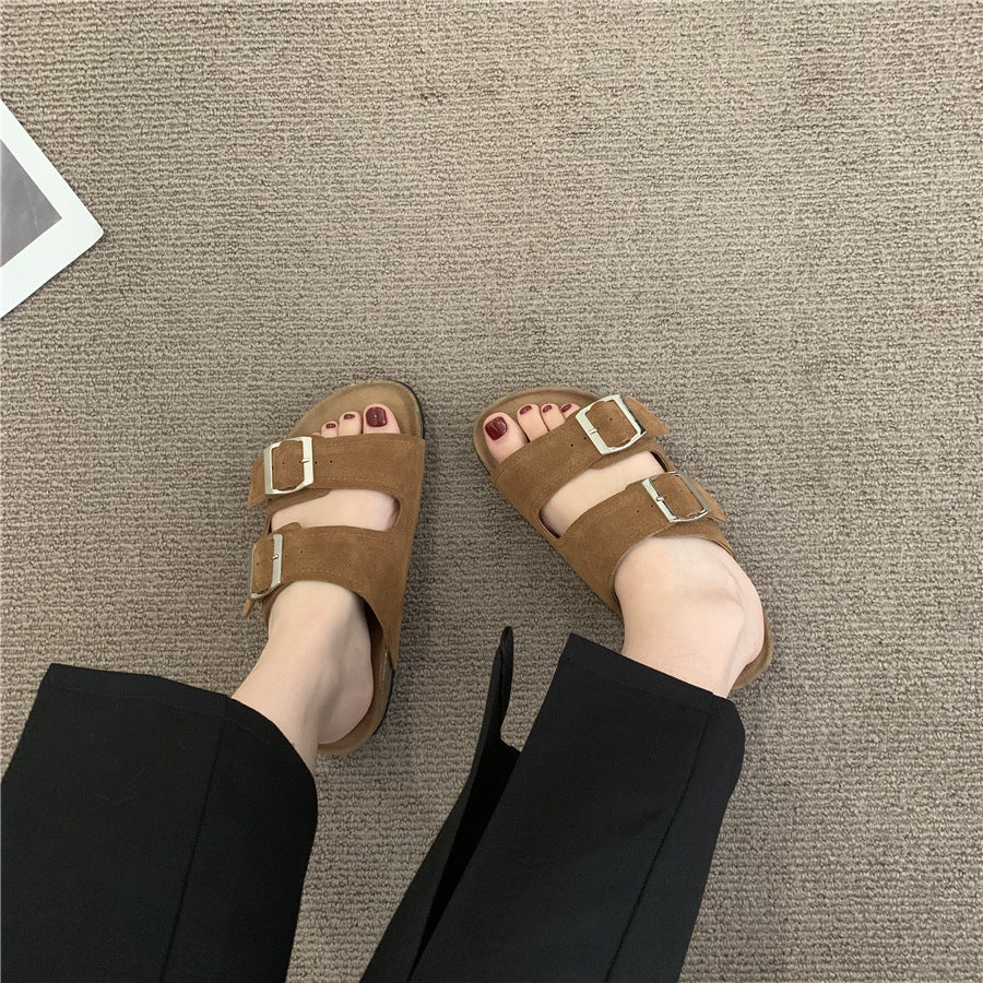 One-foot Round-toed Thick-soled Slippers Women's Outer Wear Popular In Summer