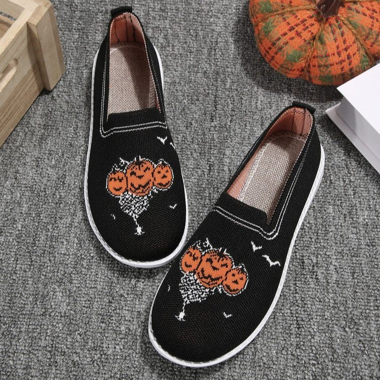 Women's Fashion Casual Fly-kit Mesh Shallow Mouth Round Toe Flat Bottom Shoes