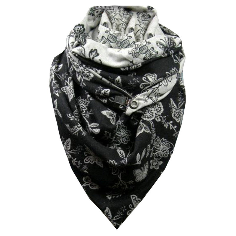 Padded Warm Shawl Printed Bib Scarf