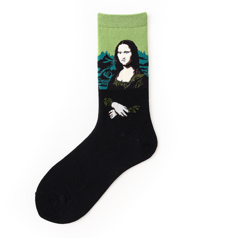 European And American Retro Abstract Art Van Gogh Oil Painting Socks