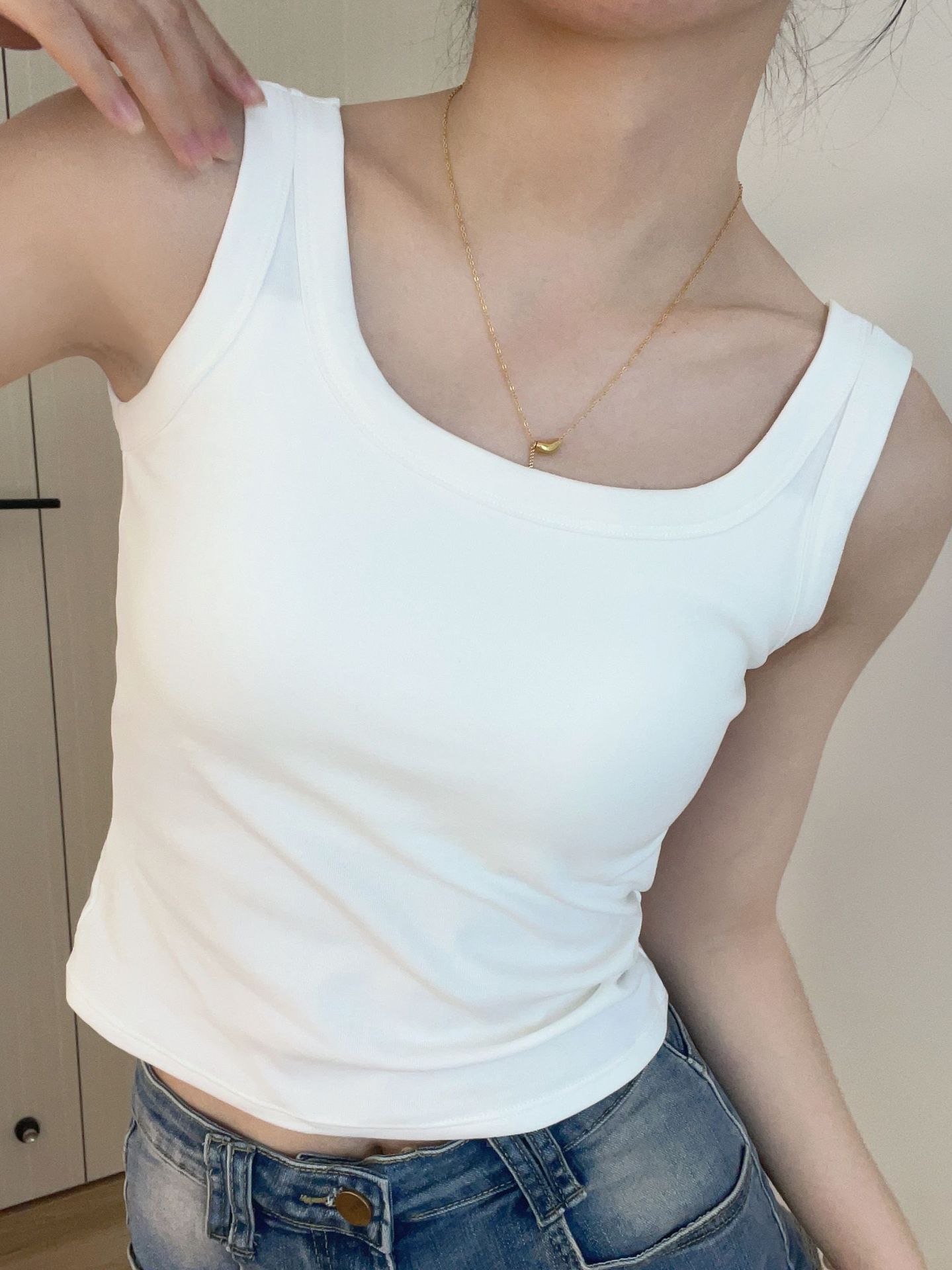 Cotton Vest Summer With Chest Pad Fixed Cup Versatile Inner Match