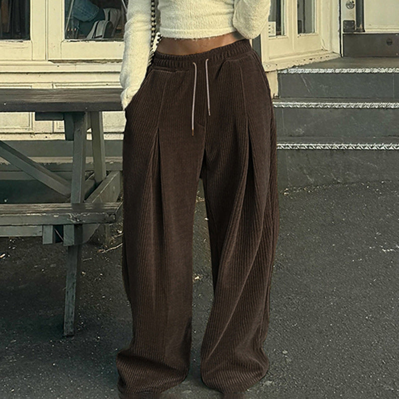 Cross-border European And American New Corduroy Knitted Wide-leg Pants