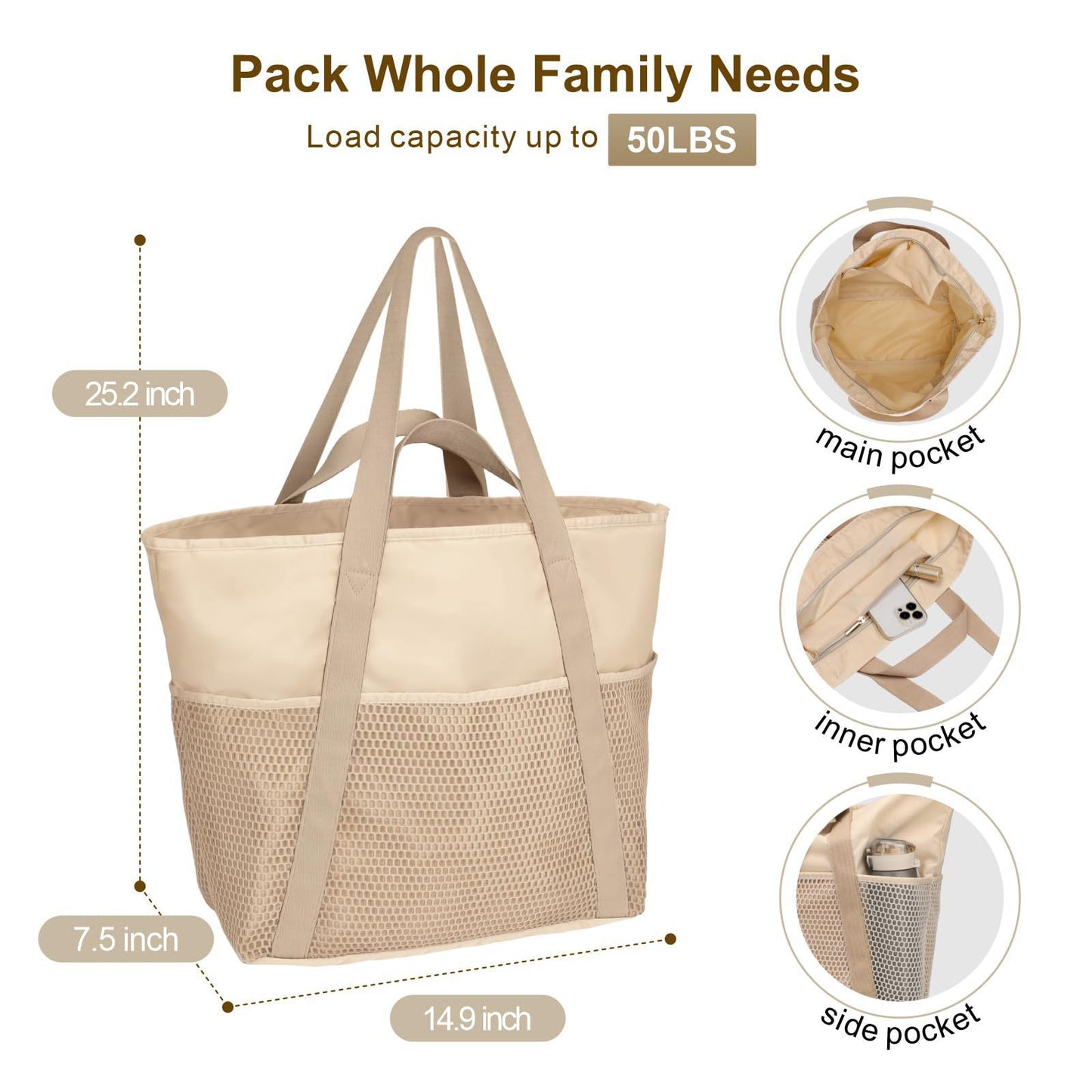 Large Capacity Waterproof Beach Bag Beach Portable