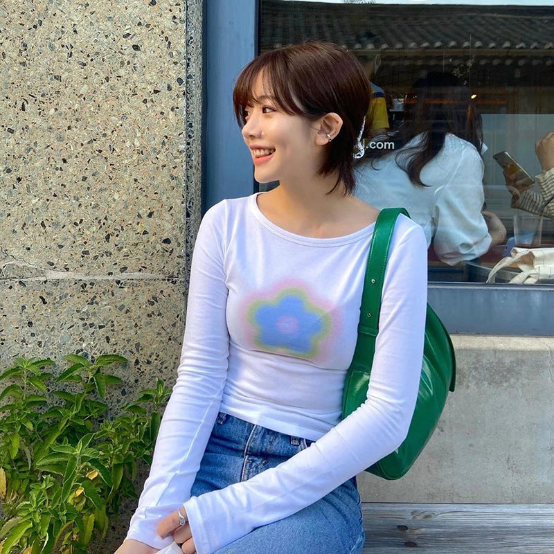 New Thin Slim Long-sleeved T-shirt With Thin Front Shoulder