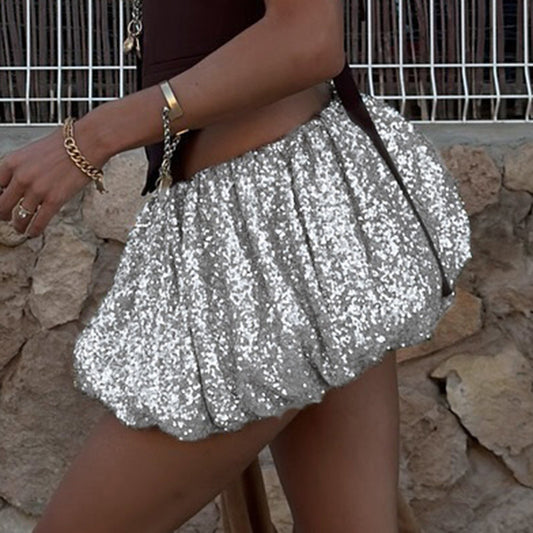 Fashion Street Hot Girl Sequined Bubble Skirt