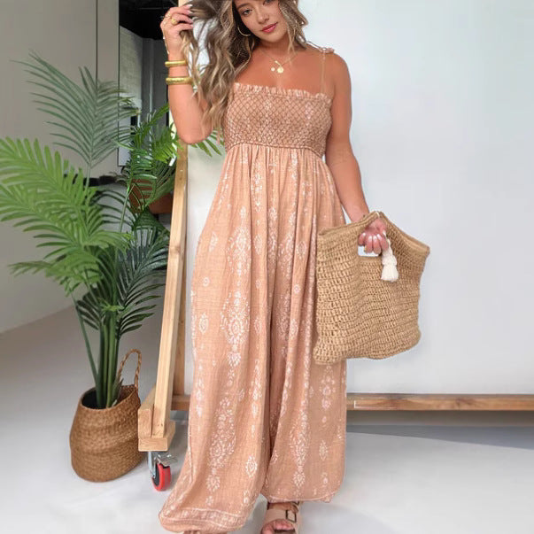 European And American Women's Caramel-colored Jumpsuit