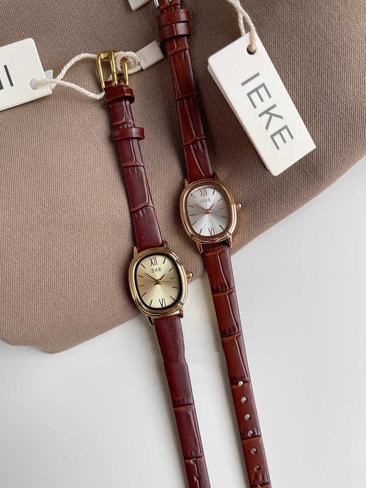 Genuine Leather Small Dial Women's Simple Retro Belt Watch