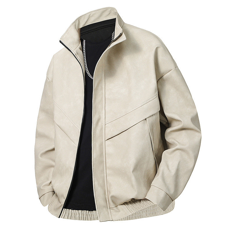 And Handsome Slim Fit Leather Coat