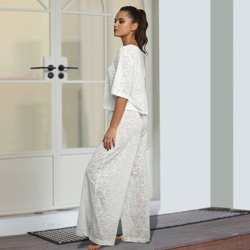 Loose Casual And Comfortable Womens Knit Loungewear Set