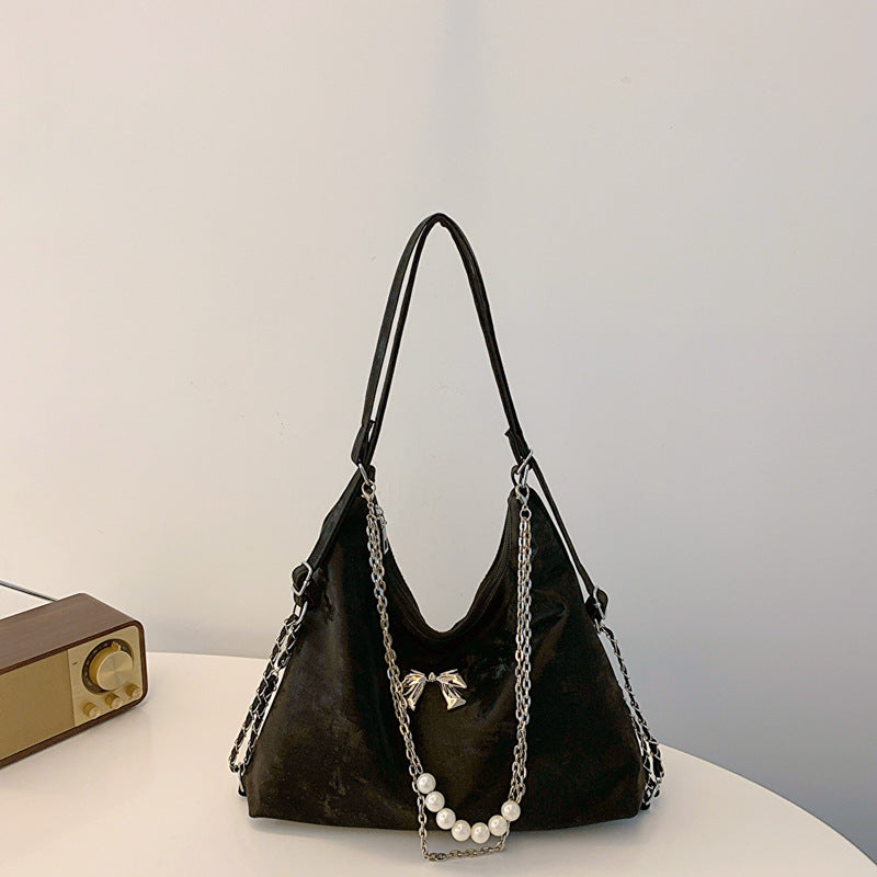 Niche Commuter Pearl Chain One Shoulder Bag Women's All-match Shoulder Tote Bag