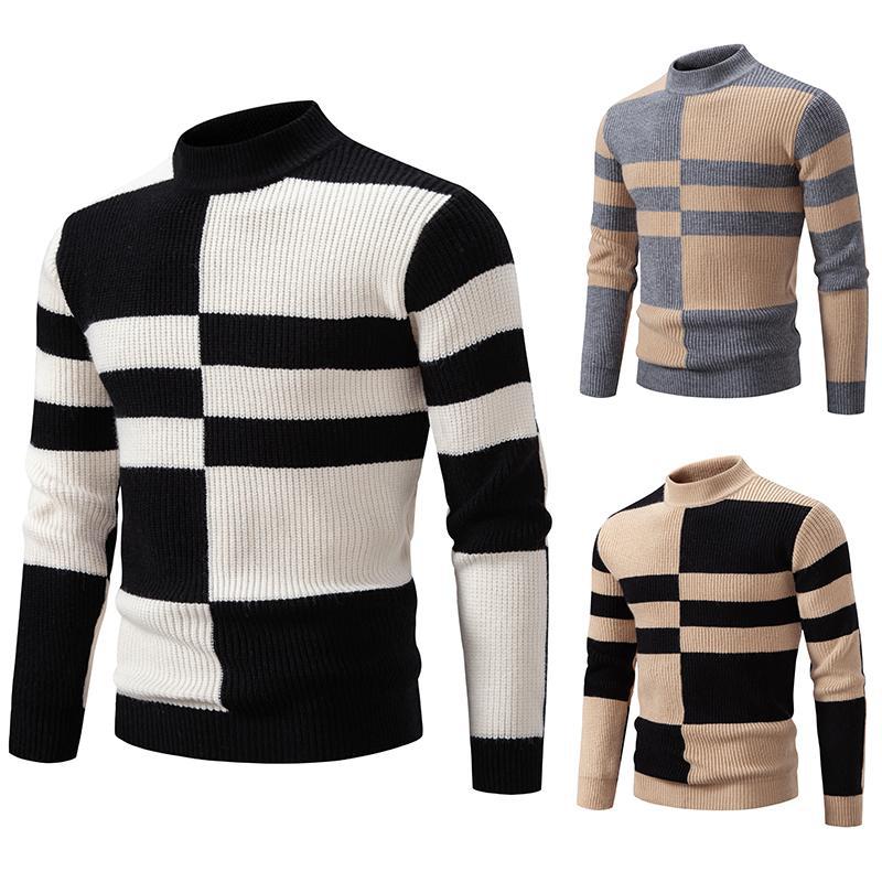 Herre Half-høj Krave Slim-fit Jumper Strik Koreansk Ungdom Mode Casual Top