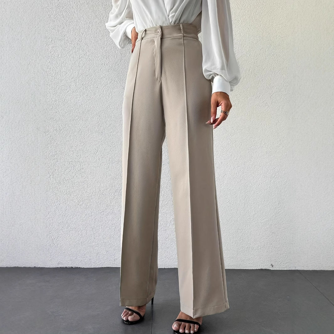 Temperament High Waist Slimming And Straight Casual Trousers