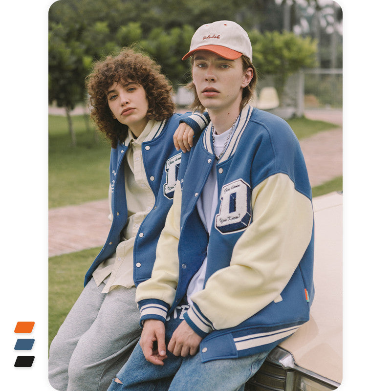 Men's And Women's Retro Letter Embroidered Baseball Jacket