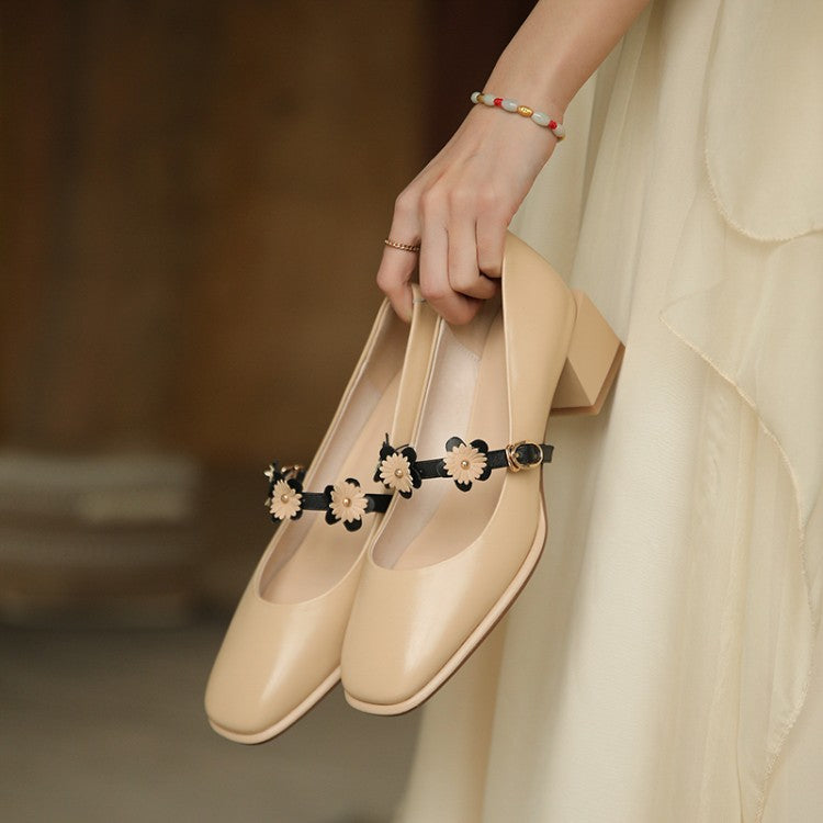 Spring French Retro Square Toe High Heels