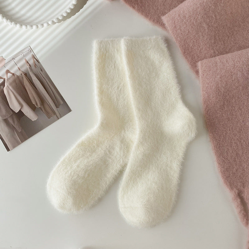 Women's Fashion Embroidered Mink Fur Socks