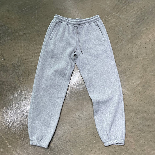 Plus Fleece Clean Color Pinched Foot Drawstring Sweatpants